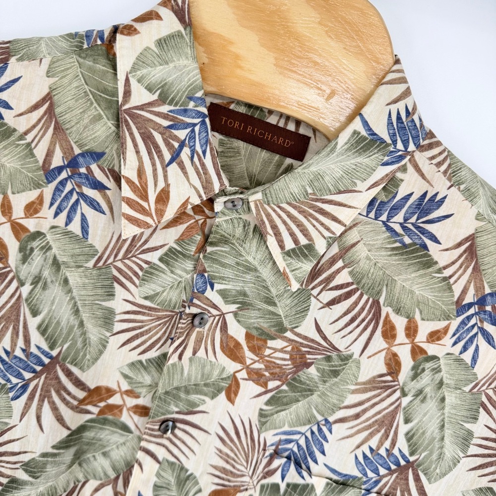 Tori Richard Hawaiian Camp Shirt Mens L Cotton Lawn S/S Button Up Aloha Beach
